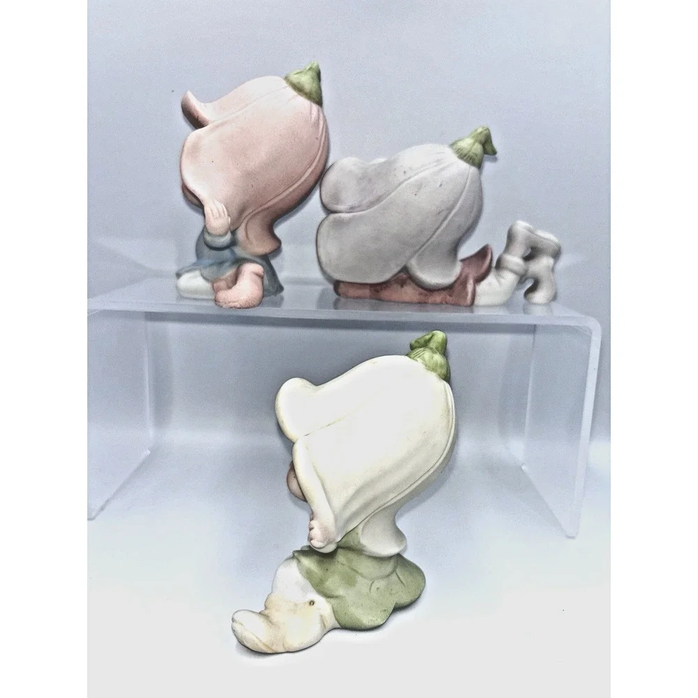 Pixie Garden Elf Figurines #5615 Homco Set of 3 Porcelain Flower Fairies